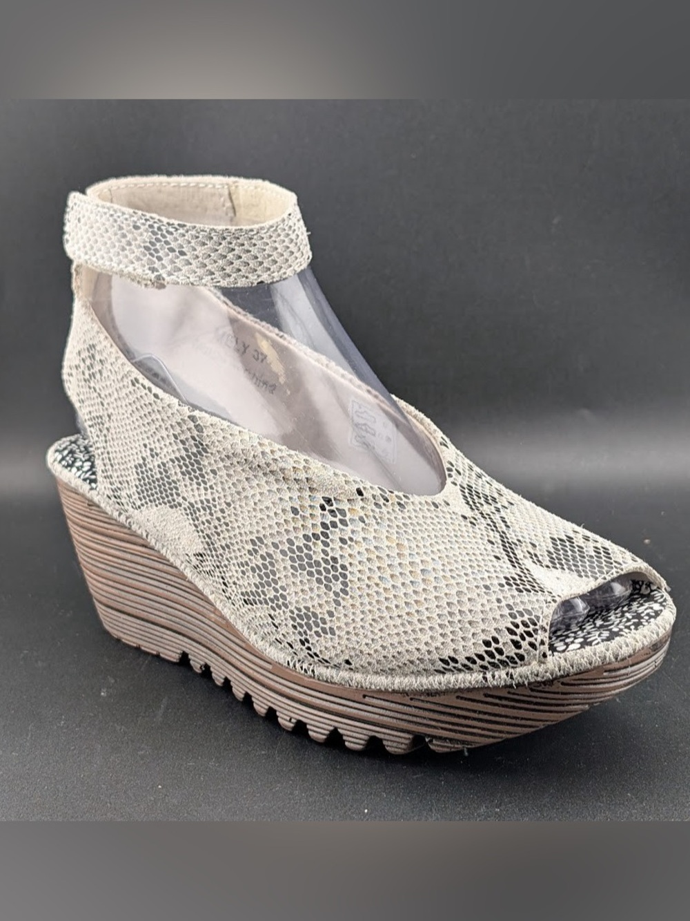 bernie mev. Melt Neutral Snake-Print Wedge Sandal